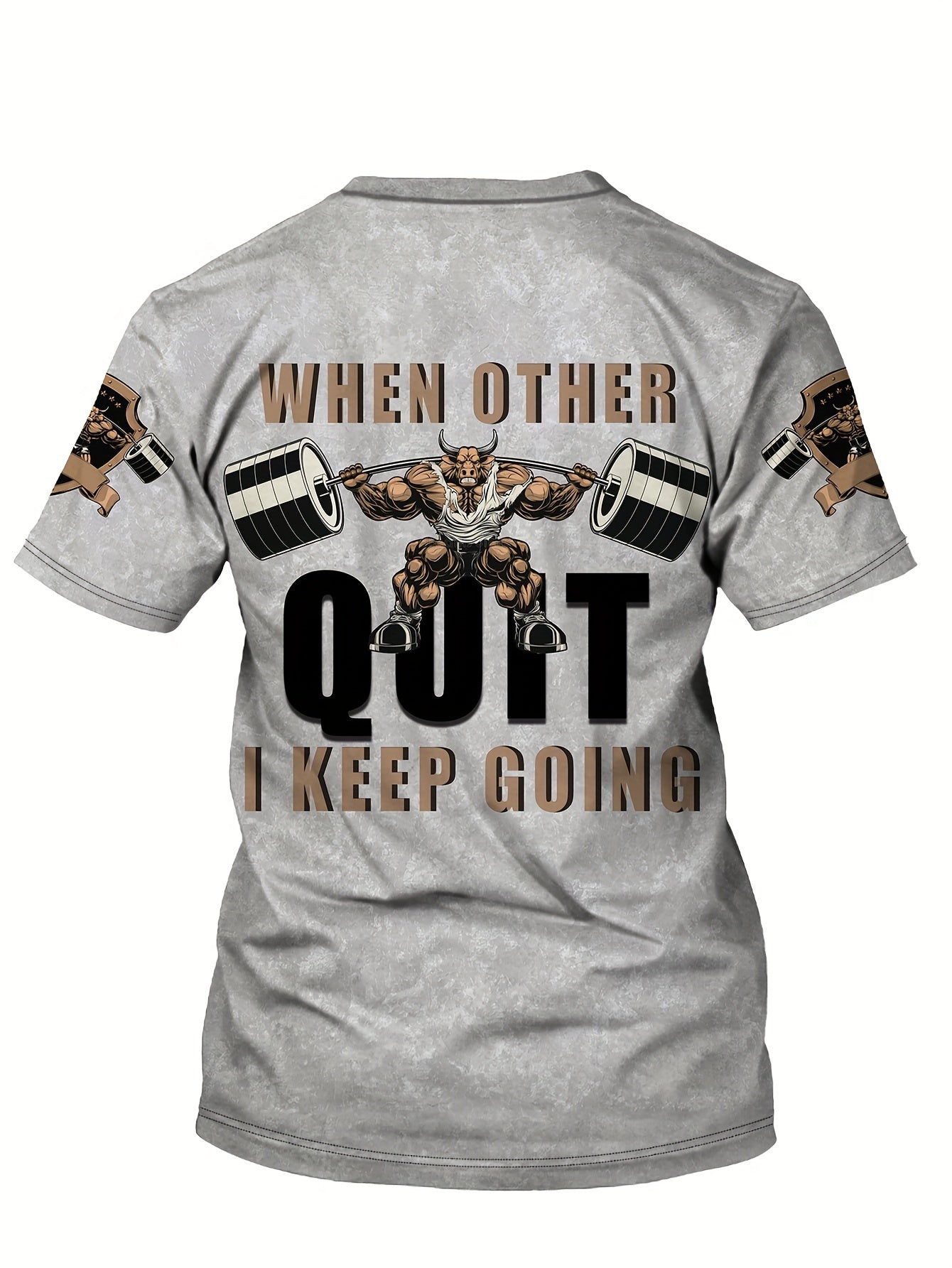 Men's Bull Weightlifting Print Sports T-Shirt for Summer