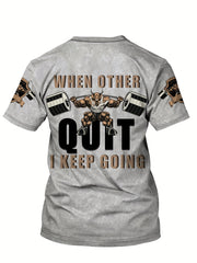 Men's Bull Weightlifting Print Sports T-Shirt for Summer