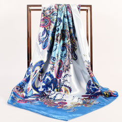 Vintage Silk Scarf Thin Satin Large Shawl Head Wrap