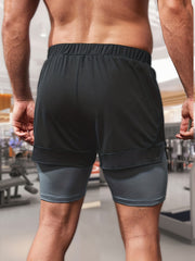 Men's Casual Sports 2 in 1 Shorts RACCOON Pattern Running Shorts