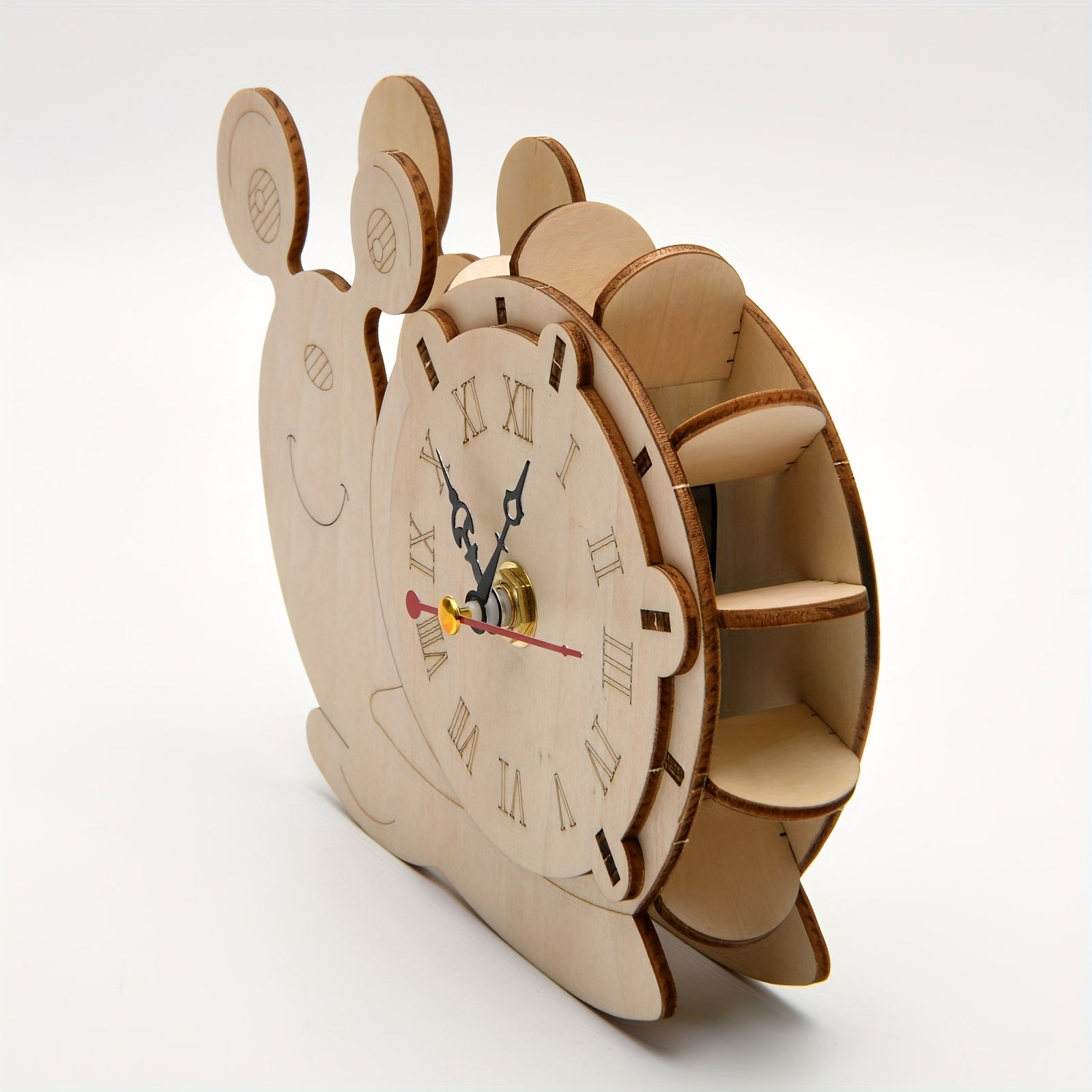 Children Snail Clock DIY 3D Wooden Puzzle Game Assembly Model Kits Toys