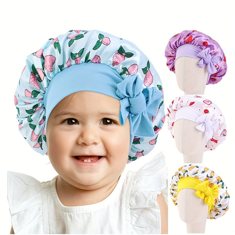 Baby Strawberry Mango Graphic Bow Hair Bonnet Sleeping Hat