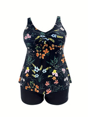 Women's Plus Floral Tankini Set & Boyshorts Swimsuit