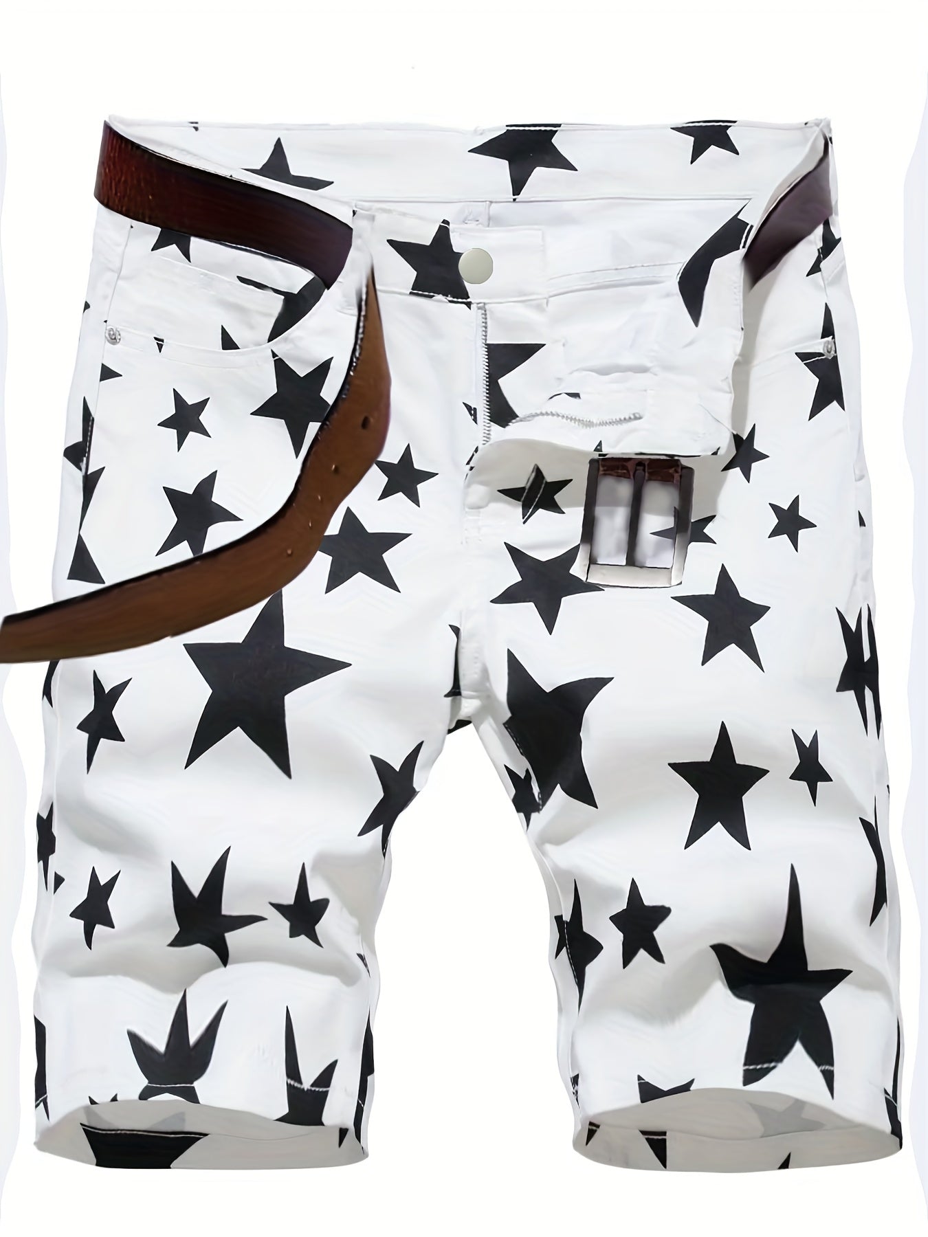Men's Star Pattern Denim Shorts - Casual Street Style