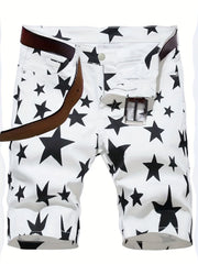 Men's Star Pattern Denim Shorts - Casual Street Style