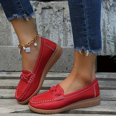 Women's Solid Flat Loafers Casual Slip On Anti skid Shoes