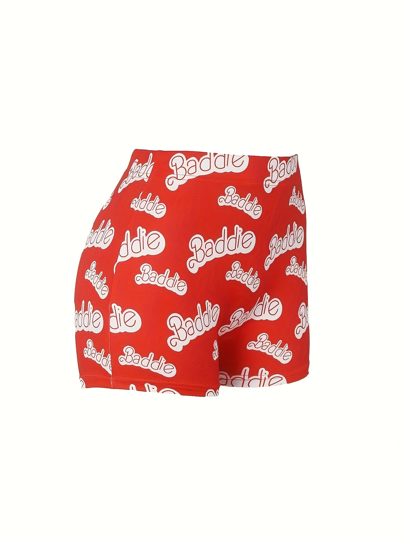 Art Letter Print High Rise Stretch Shorts