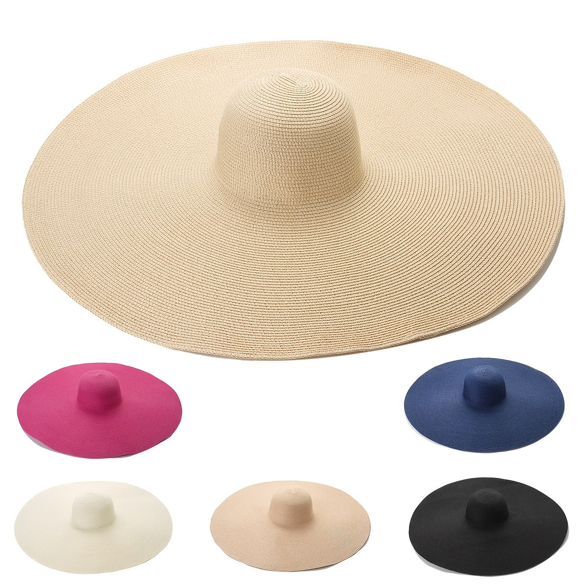Large Brim Straw Hat Solid Breathable Casual Sun Hat