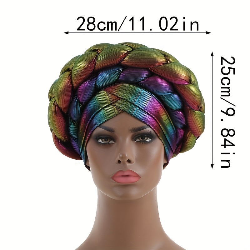 Gradient Turban Cap Double layer Braided Hijab Hat