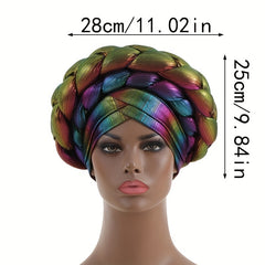 Gradient Turban Cap Double layer Braided Hijab Hat
