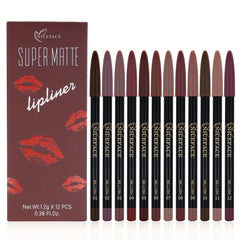 12 Color Lip Liner Set Matte Dewy Finish Long Lasting Waterproof Smudge Proof