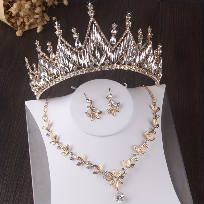 Crystal Bridal Headband Necklace Earrings Set Wedding Accessories