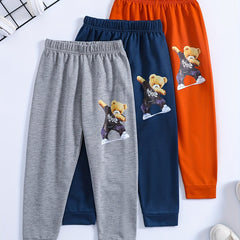 Kid's Bear Print Sweatpants Elastic Waist Sports Clothes