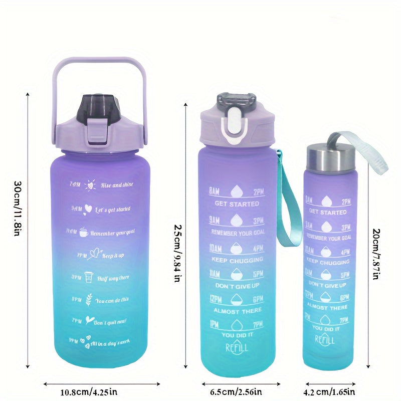 3-Pack 32oz Water Bottle with Straw & Time Marker, Portable Leakproof Sports Cup