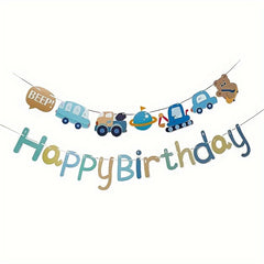 1pc Car Happy Birthday Banner for One Year Birthday Party Decoration