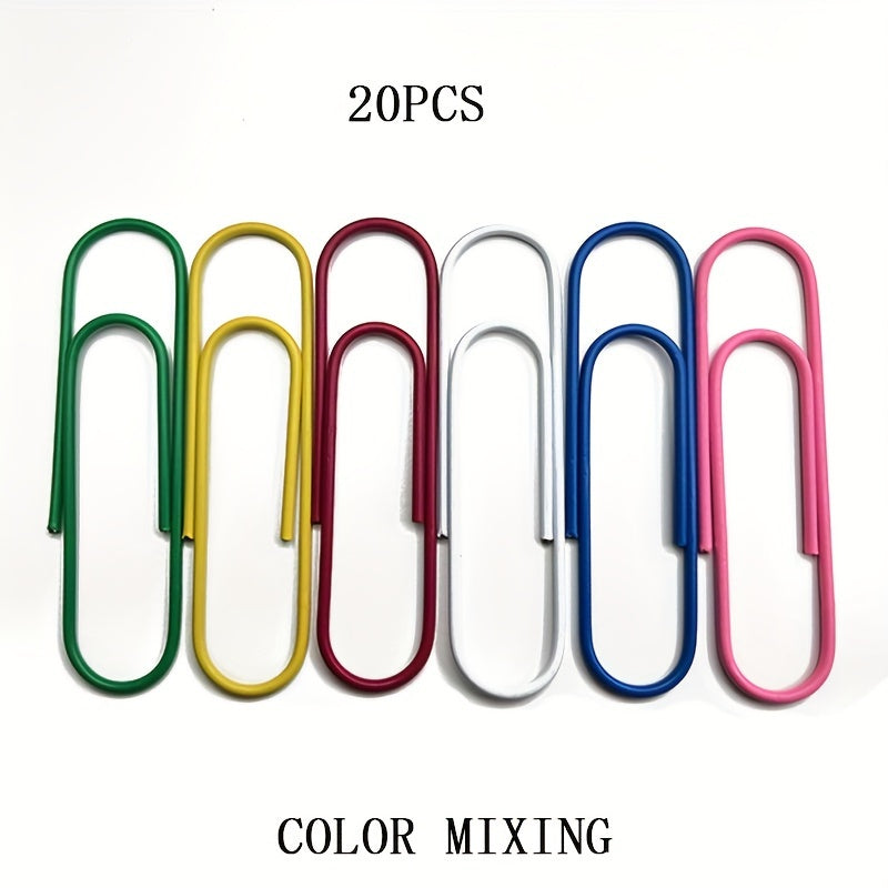 Colorful Jumbo Paper Clips 100mm - Pack of 20 - Office Supplies
