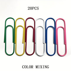 Colorful Jumbo Paper Clips 100mm - Pack of 20 - Office Supplies