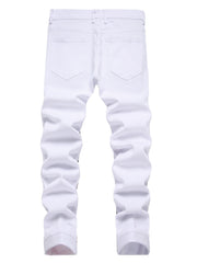 Men's Casual Graffiti Print Skinny Jeans Medium Stretch