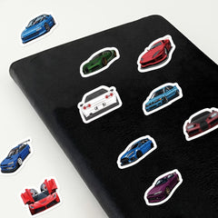500 Sheets Cartoon Car Sticker Tape, Colorful Sports Car Designs, Self Adhesive