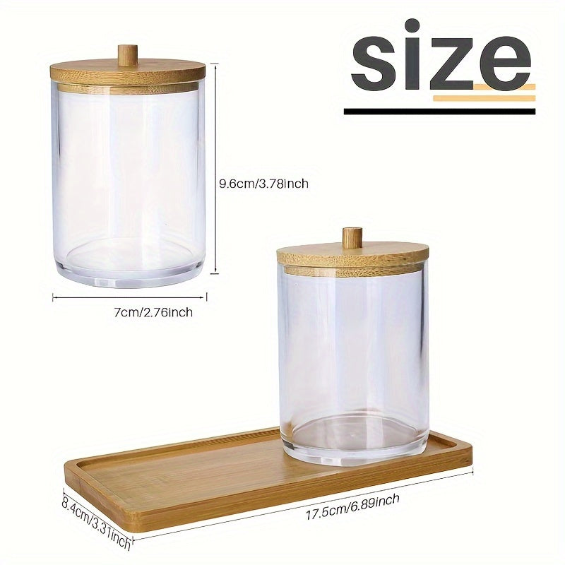 3pcs Clear Plastic Swab Holders with Lid for Vanity Dresser