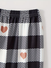 Letter Print Pajamas Set Short Sleeve Top & Bottom Women's Sleepwear