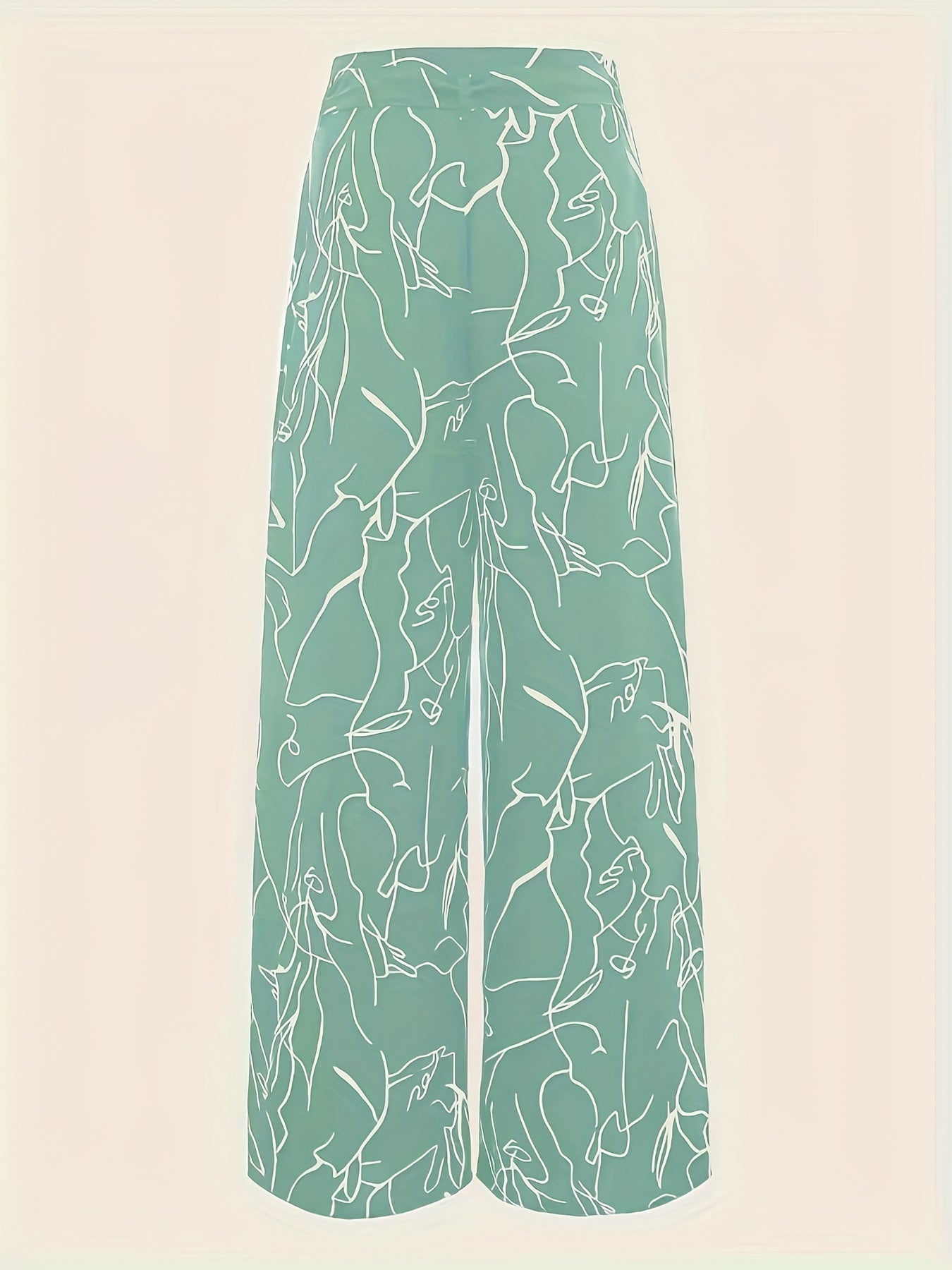 Abstract Print Wide Leg Pants Casual High Waist Loose Pants