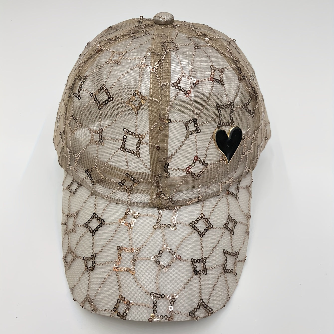 Sequin Embroidery Baseball Cap Solid Mesh Breathable Dad Hat Adjustable