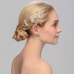 Faux Pearl Rhinestone Hair Comb Head Jewelry Hair Accessories for Girls Women