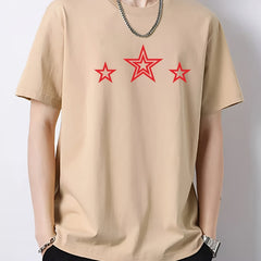 Pentagram Pattern Solid Print Men's Graphic Cotton T-shirt
