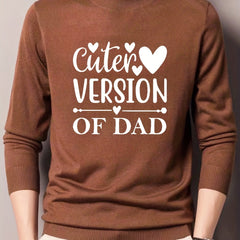 Heart & DAD Print Knitted Sweater Men's Crew Neck Pullover Fall Winter