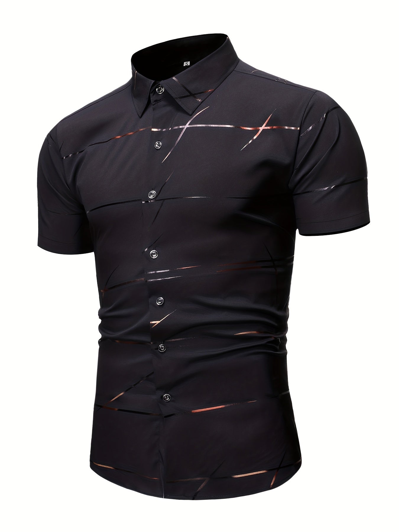 Men's Solid Lapel Short Sleeve Summer Shirt - Button Up Casual Business Formal