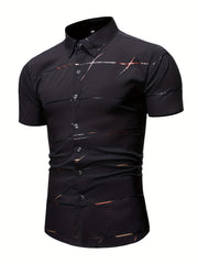 Men's Solid Lapel Short Sleeve Summer Shirt - Button Up Casual Business Formal