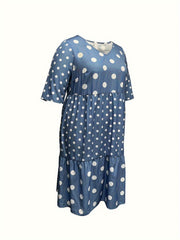 Dot Print V Neck Stretch Maxi Dress