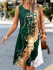 Marble Print Sleeveless Tank Dress for Women
