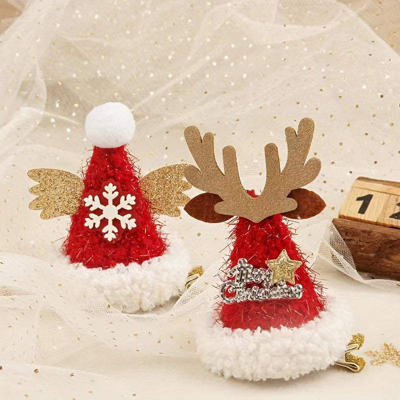 Velvet Christmas Hair Clip Snowflake Wings Deer Letters Holiday Decoration