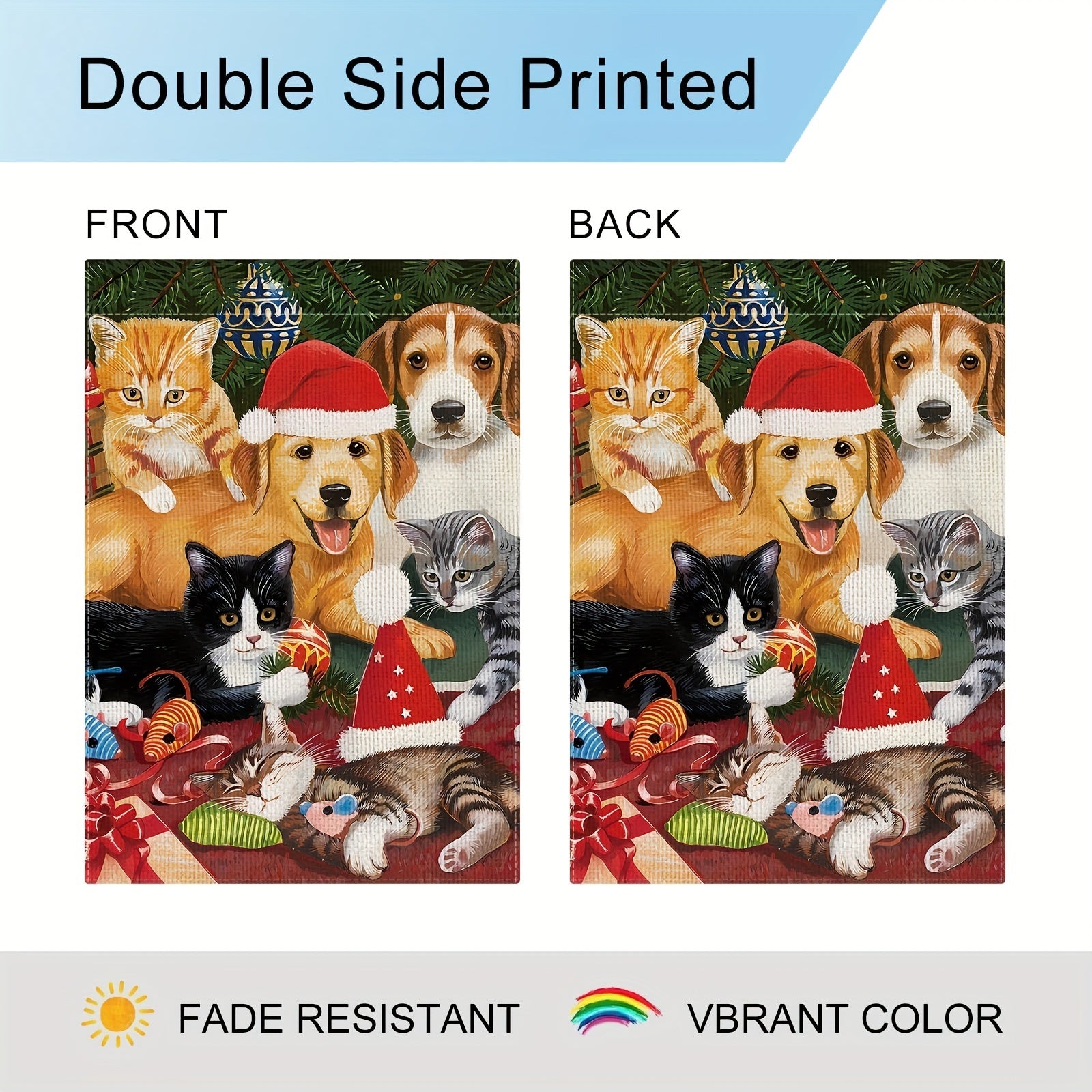 Christmas Dog Cat Garden Flag Double Sided Vertical Rustic Farmhouse Yard Flag