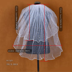 Double Layer Sequin Bridal Veil with Comb for Wedding M14