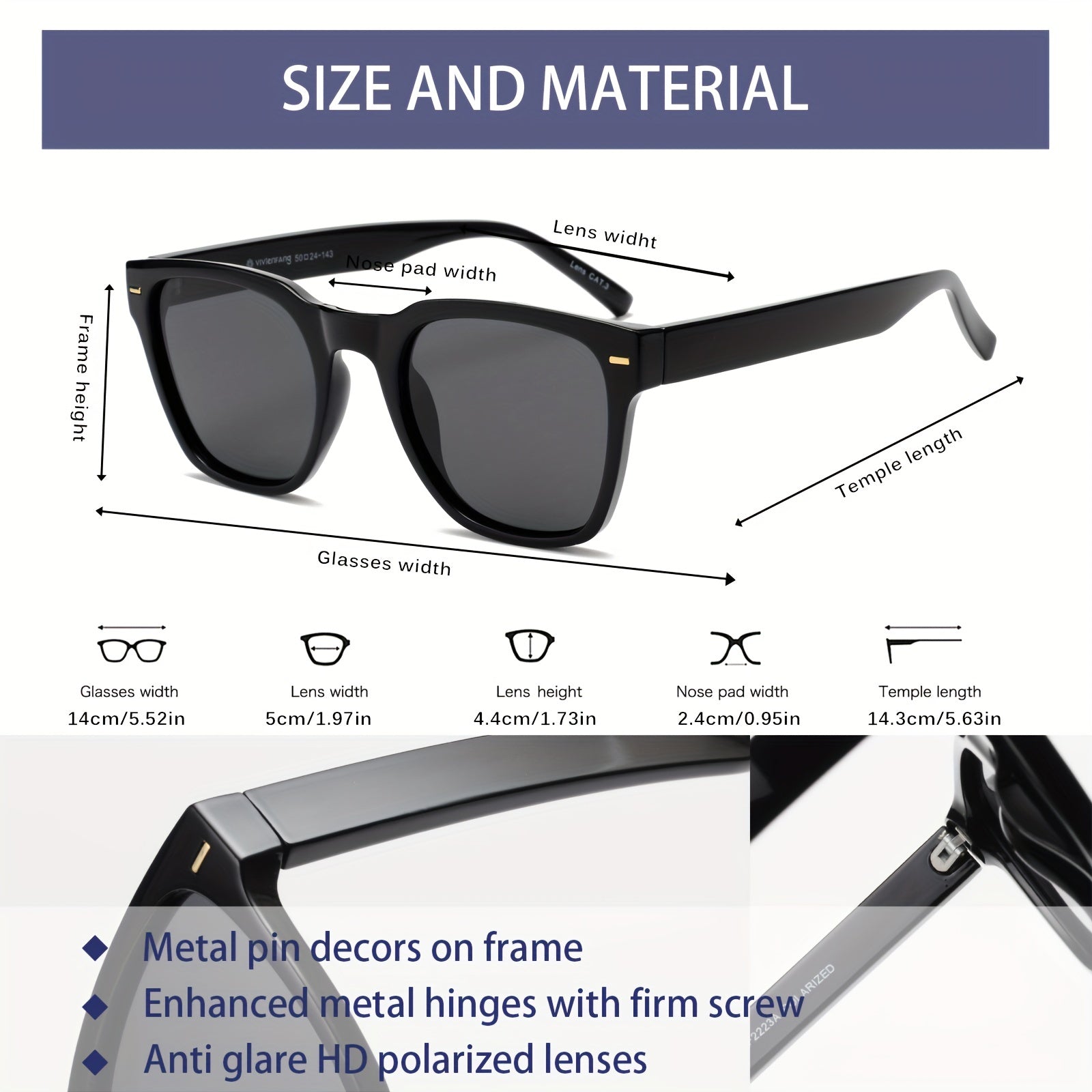 OUWEN Square Polarized Sunglasses Retro Men Sun Glasses UV400