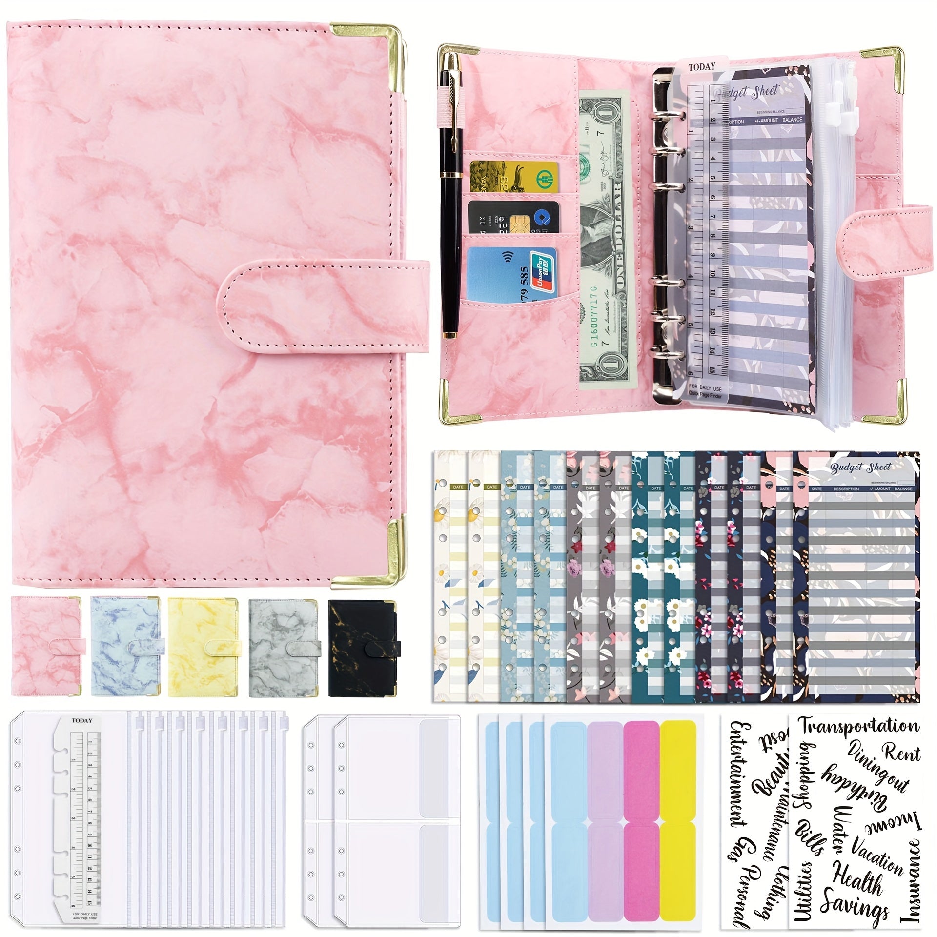 Waterproof Portable A6 Marbled Notebook Budget Book