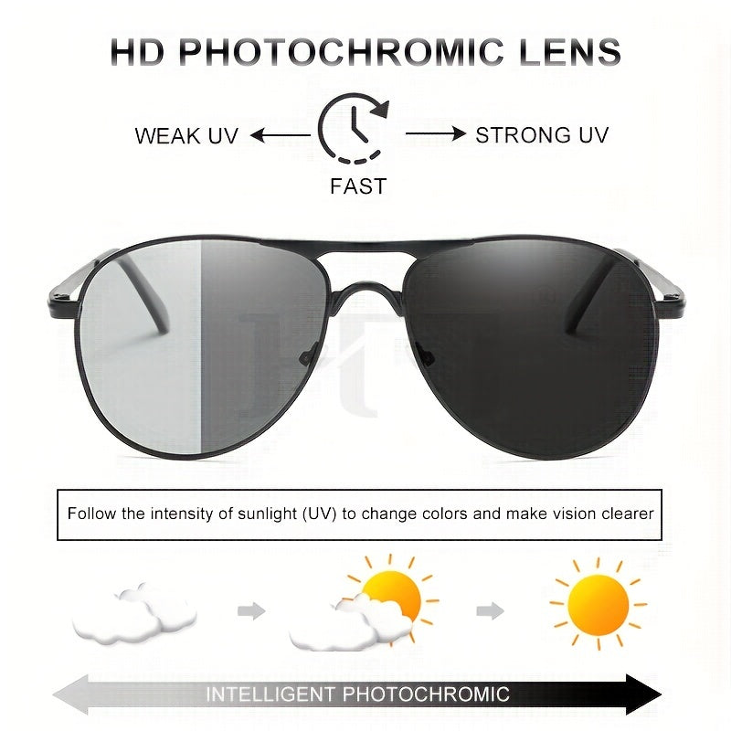 CLLOIO Men's Photochromic Lens Polarized Sunglasses Unisex Pilot Vintage
