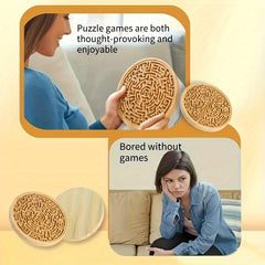 Wooden Maze Puzzle Board Double Sided - Brain Teaser Game