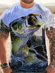 Men's Fishing Graphic T Shirt 3D Digital Print Active Stretch
