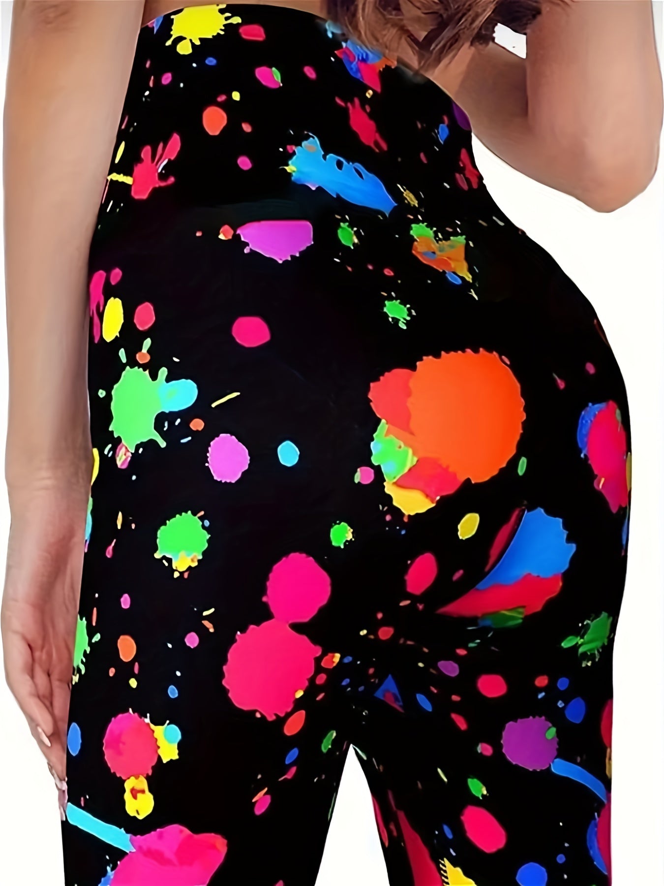 Splatter Print Sports Leggings Slim Stretchy Butt Lifting Yoga Pants