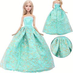 Pink Lace Print Dress Wedding Gown for 11/8 Inch Doll