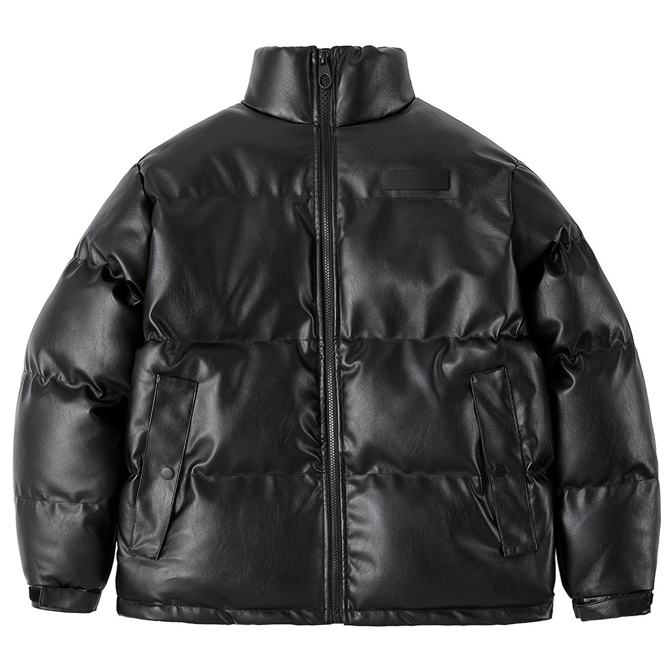 Men's Stand Collar PU Leather Jacket Coat