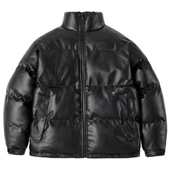 Men's Stand Collar PU Leather Jacket Coat