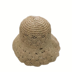Boho Hollow Straw Cloche Hat Women Breathable Bucket Hat