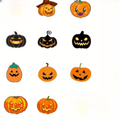 Halloween Pumpkin Lamp Doodle Stickers x50 for Car Phone Cup Waterproof
