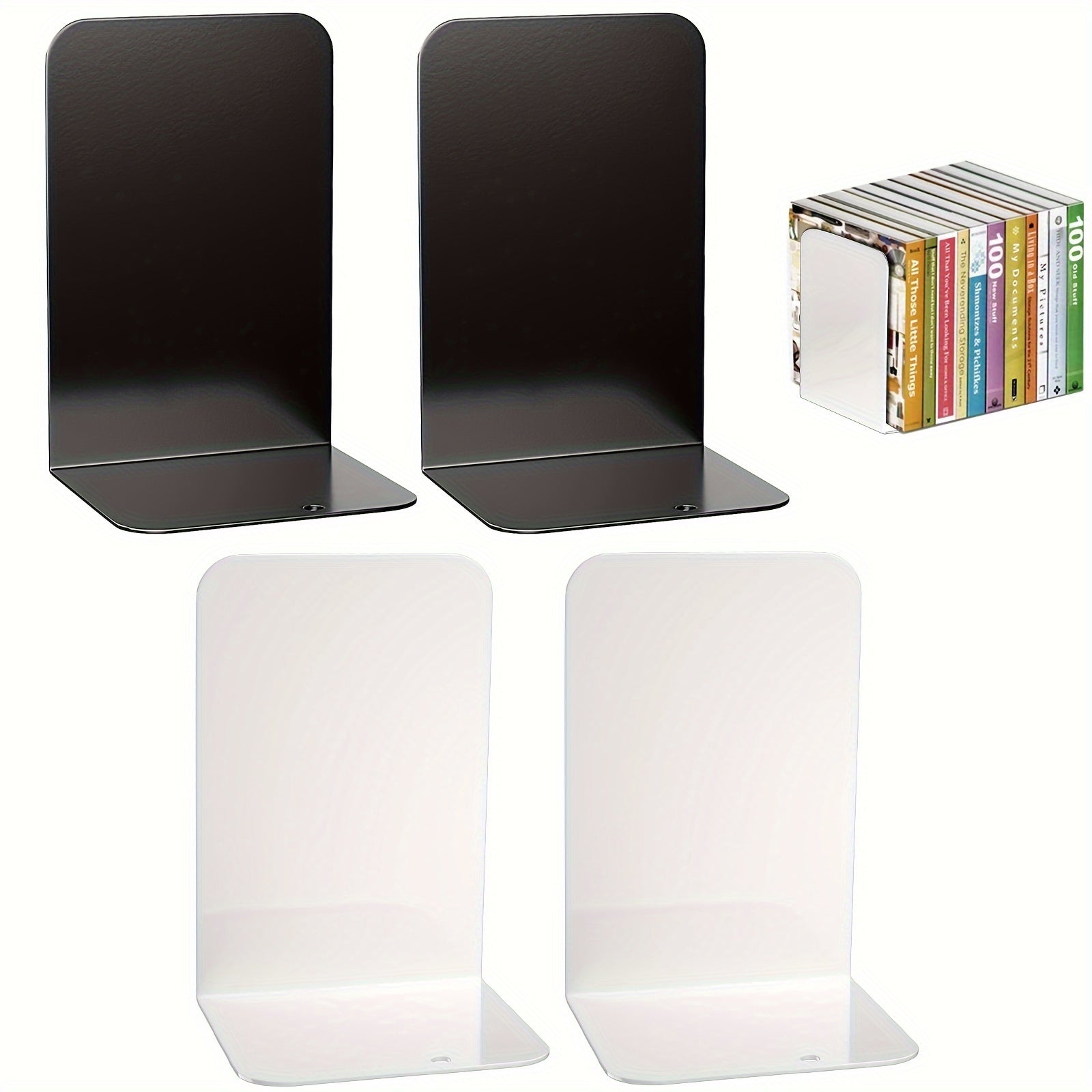Metal Bookends with Anti Slip Pads for Books Magazines DVDs