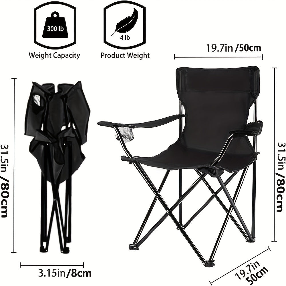 Portable Camping Chair with Bottle Holder, Folding Sports Lawn Fishing Chair